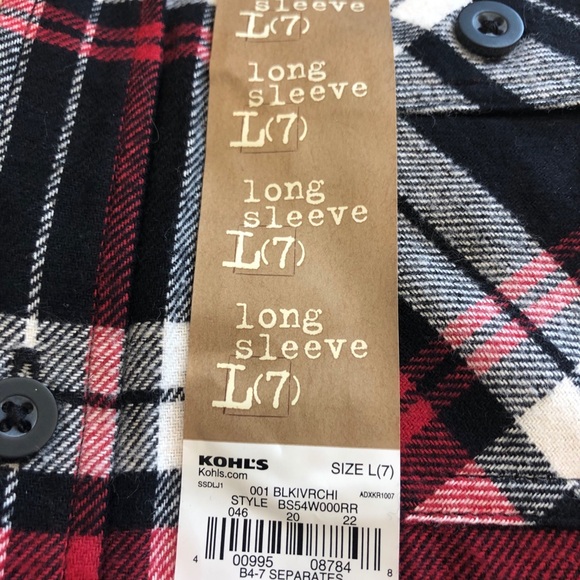 Sonoma boys plaid, red, black and white button down dress shirt - Picture 3 of 4